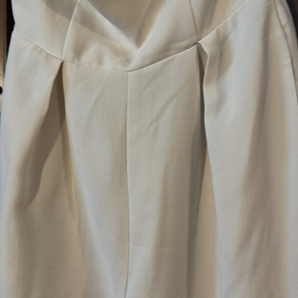 Like NEW Winter White Romantic Strapless Wide Leg with pockets Jumpsuit XS - Picture 6 of 10